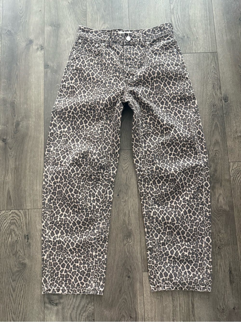 NWT Madewell the Darted Barrel Leg Leopard Cheetah Jeans Ankle Pants 23 24 - Picture 4 of 10